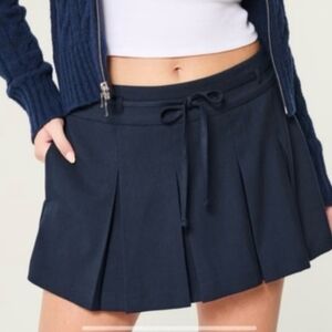 Hollister Navy Pleated Mini Skirt